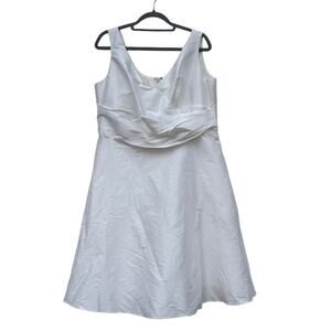 Alfred Sung White Mini‎ Dress, Bridal, Cocktail, A Line, V Neck, Plus Size 18